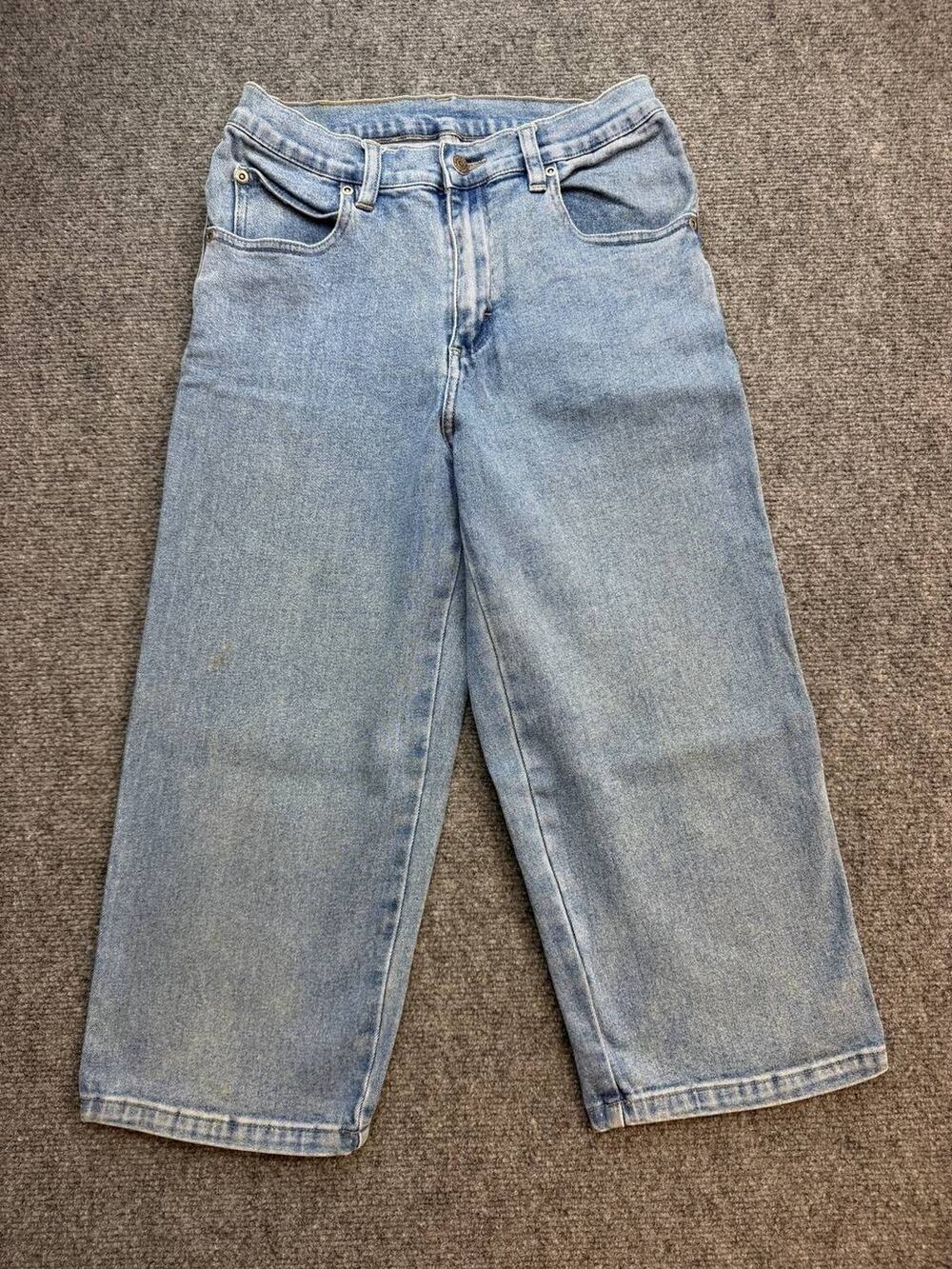 Y2K Lee Original Jeans Womens Size 6M Wide Leg Denim Capri Pants Light Wash